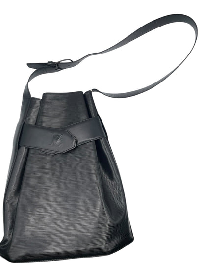 Louis Vuitton Epi Leather Shoulder Bag w/ Flap & LV Logo- Black