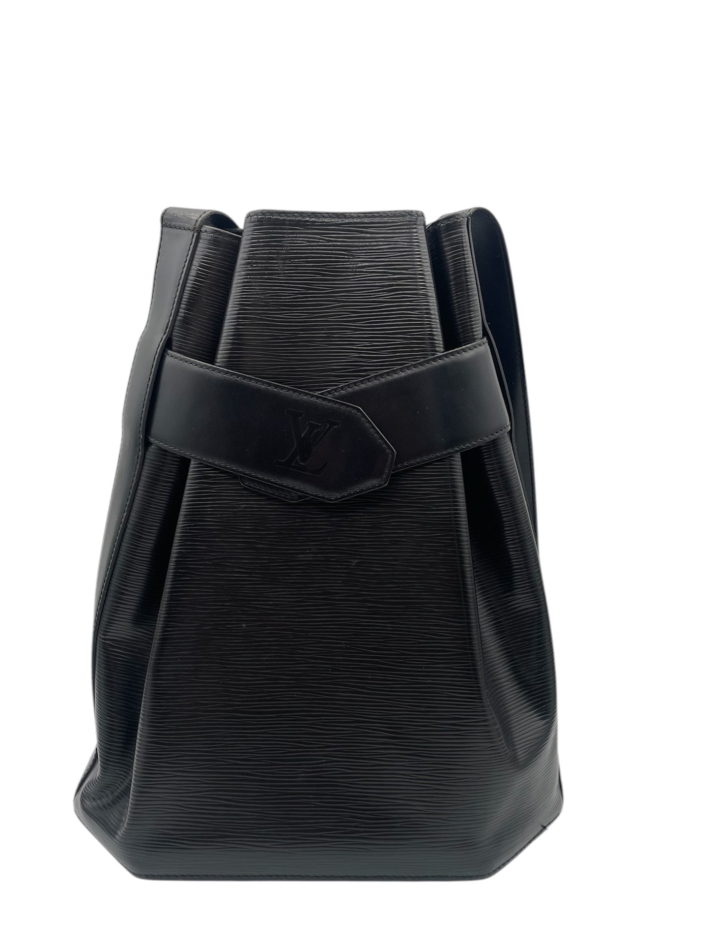 Louis Vuitton Epi Leather Shoulder Bag w/ Flap & LV Logo- Black