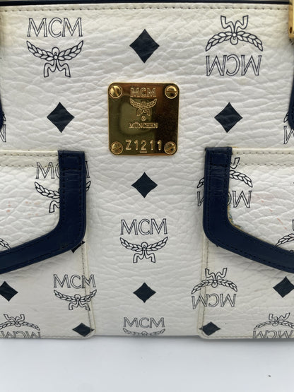 MCM Visetos Monogram Dual Front Pocket- White and Navy