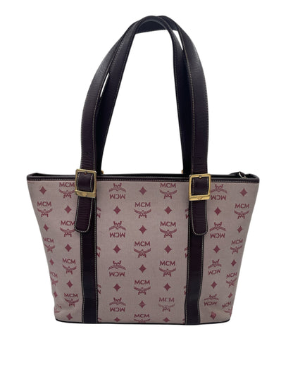 MCM Burgundy Visetos Monogram Tote Bag Vintage Shoulder Shopper- Burgundy