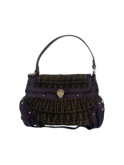 Fendi Zucca Pleated Chef Bag w/ Purple Leather Trim