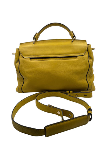 MCM Leather Crossbody Satchel Top Handle Bag Gold Hardware- Mustard