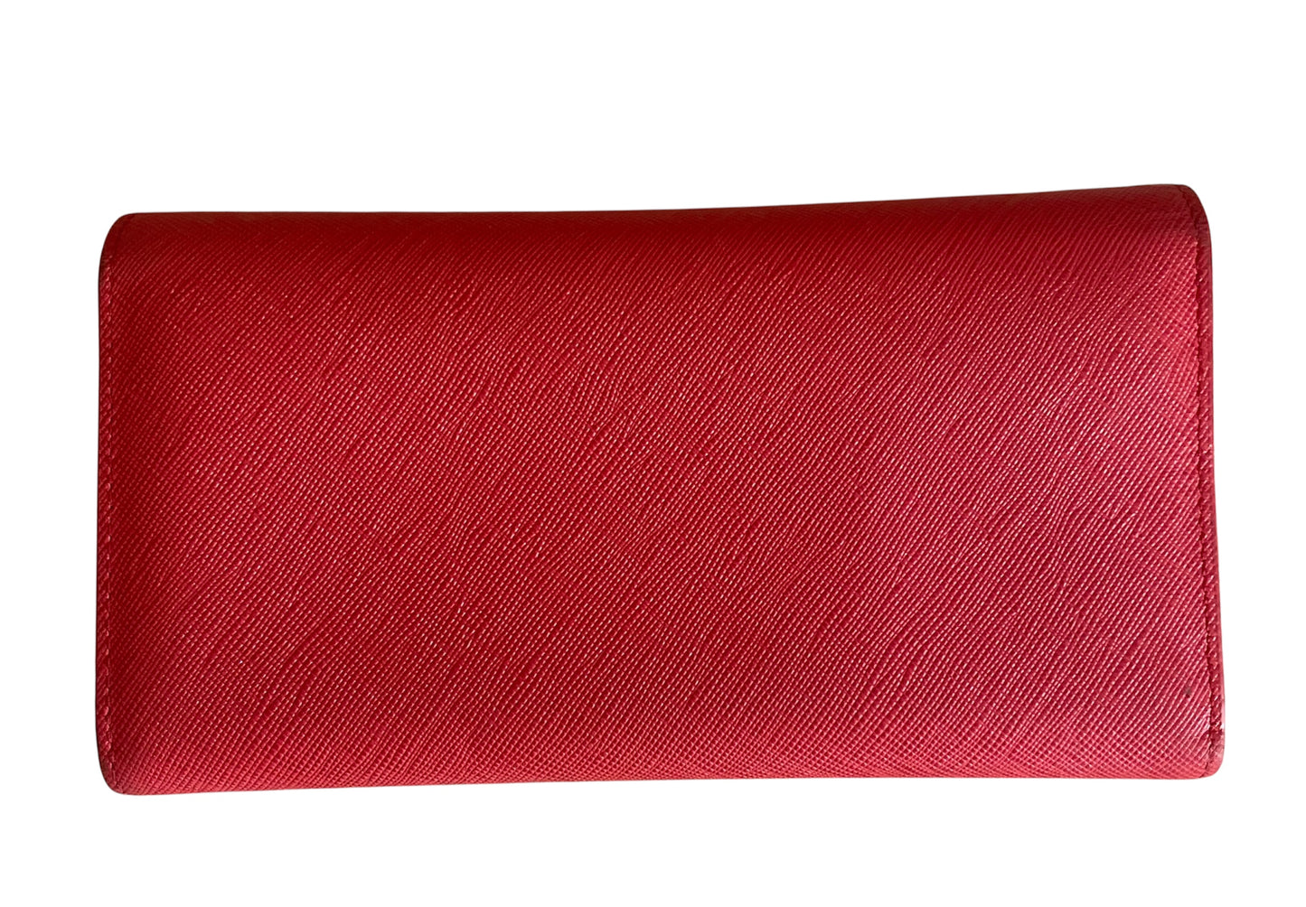 MCM Textured Leather Flap Wallet w/ Gold Logo Hardware- Red