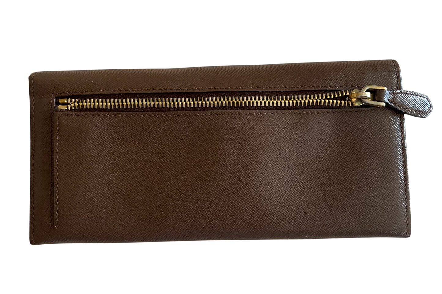 Prada Saffiano Leather Continental Wallet- Brown