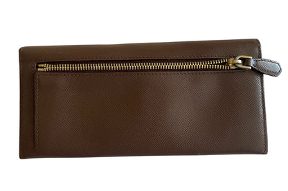 Prada Saffiano Leather Continental Wallet- Brown