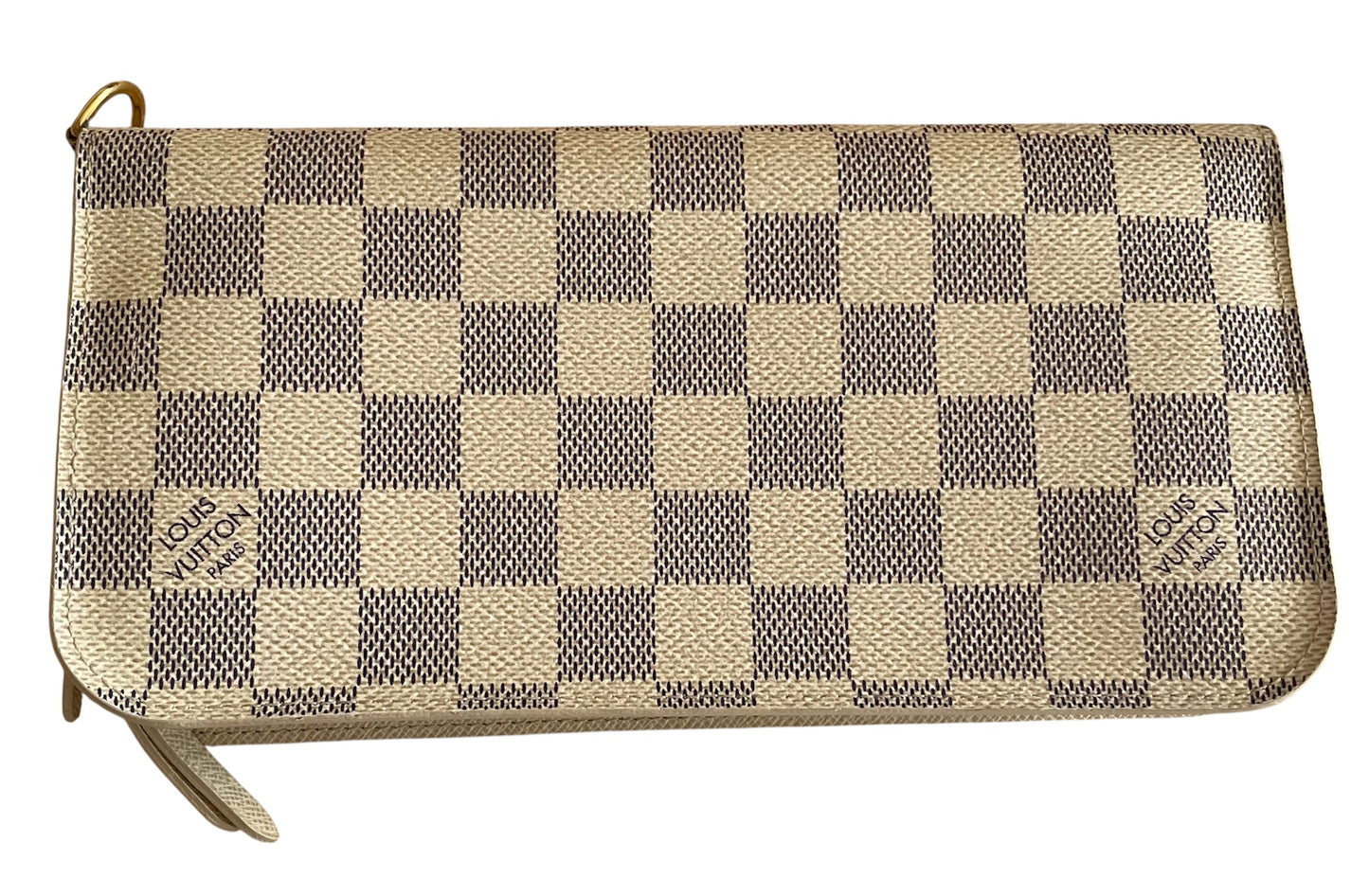 Louis Vuitton Damier Azur Pattern Zip Wallet- Gray LV