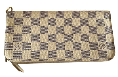 Louis Vuitton Damier Azur Pattern Zip Wallet- Gray LV