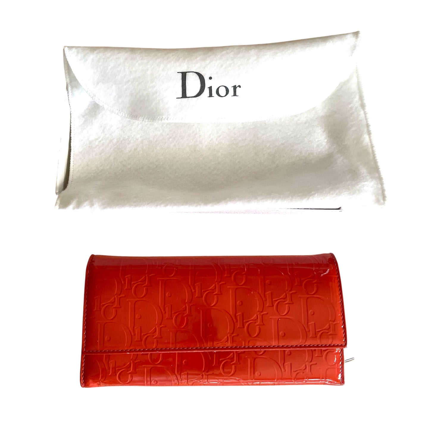 Christian Dior Embossed Wallet- Orange