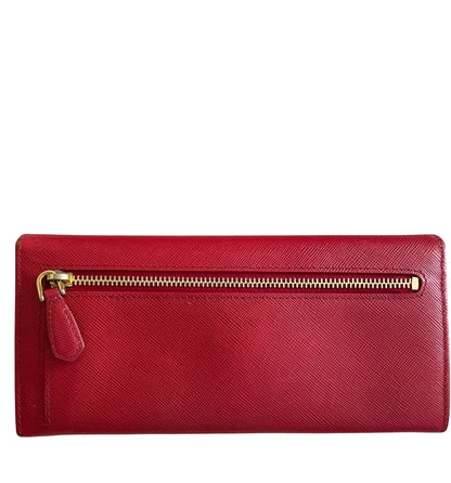 Prada Saffiano Leather Continental Wallet- Red