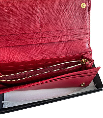 Prada Saffiano Leather Continental Wallet- Red