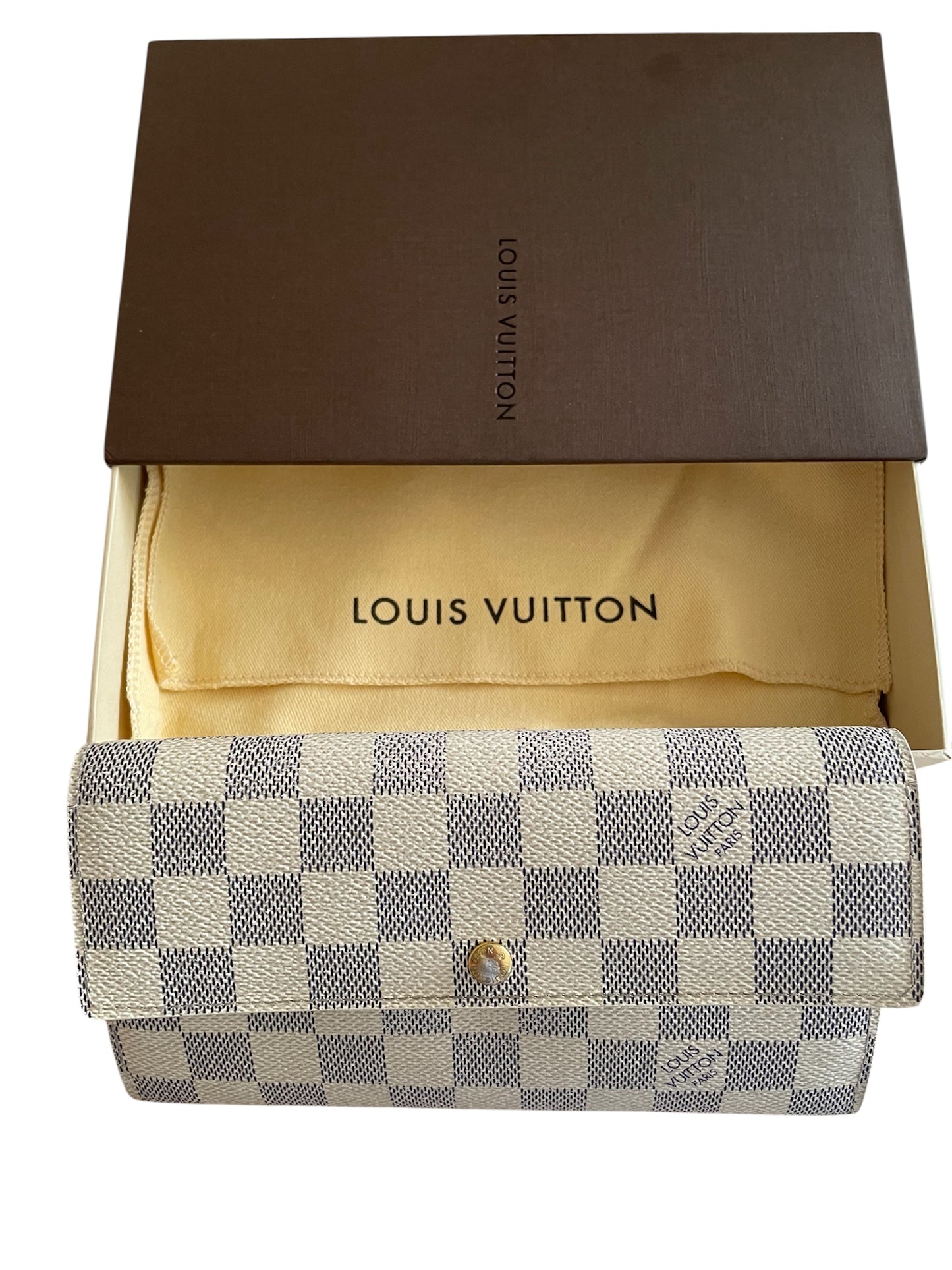 Louis Vuitton Damier Azur Pattern Portefeuille Wallet- Gray LV