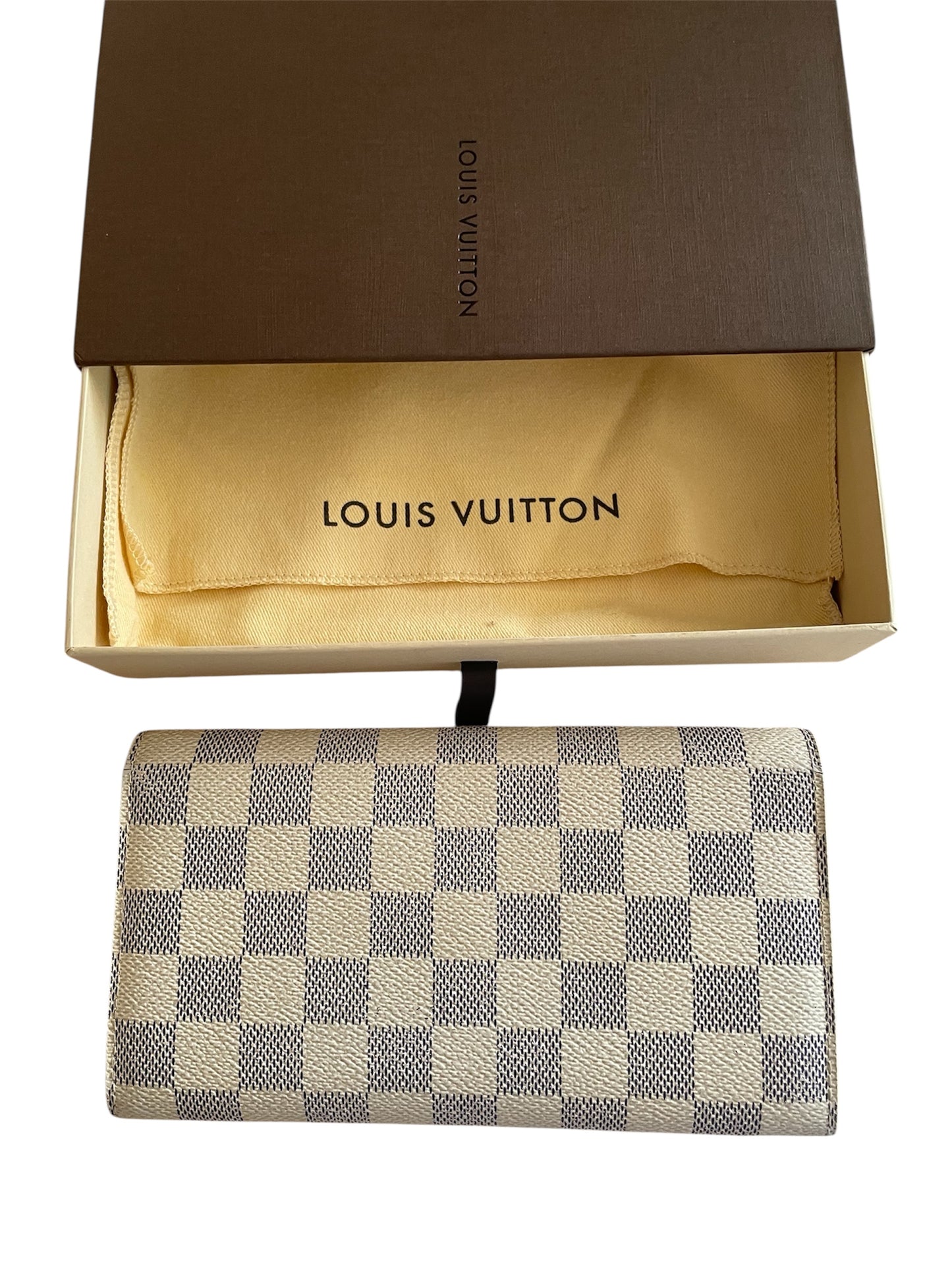 Louis Vuitton Damier Azur Pattern Portefeuille Wallet- Gray LV