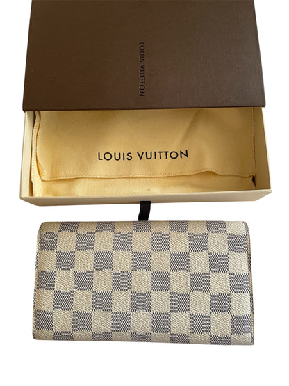 Louis Vuitton Damier Azur Pattern Portefeuille Wallet- Gray LV