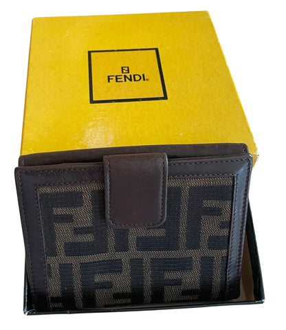 Fendi Zucca Vintage Bi-Fold Wallet w/Coin Compartment