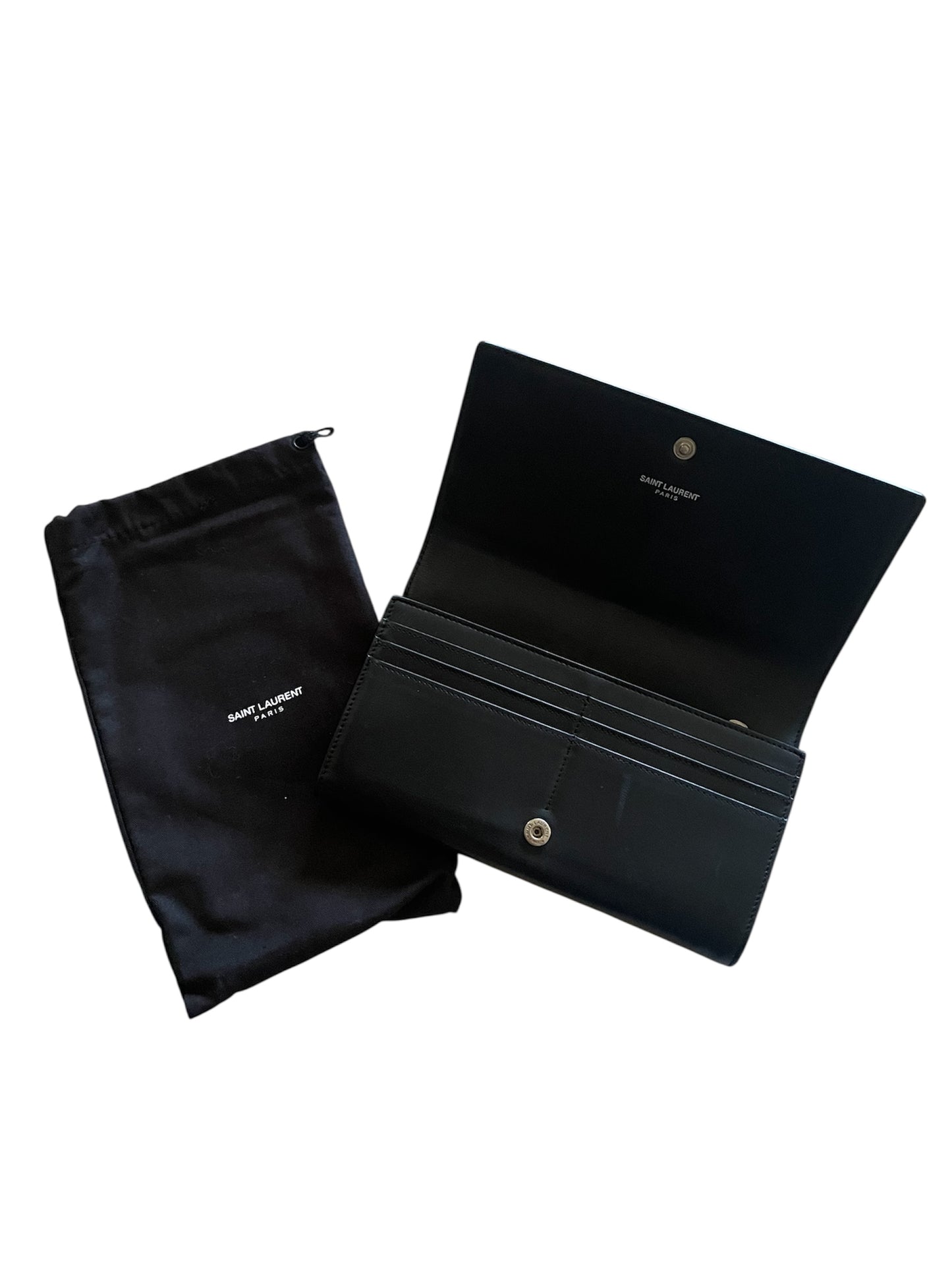 Yves Saint Laurent Uptown Raised Stars Wallet Black- YSL