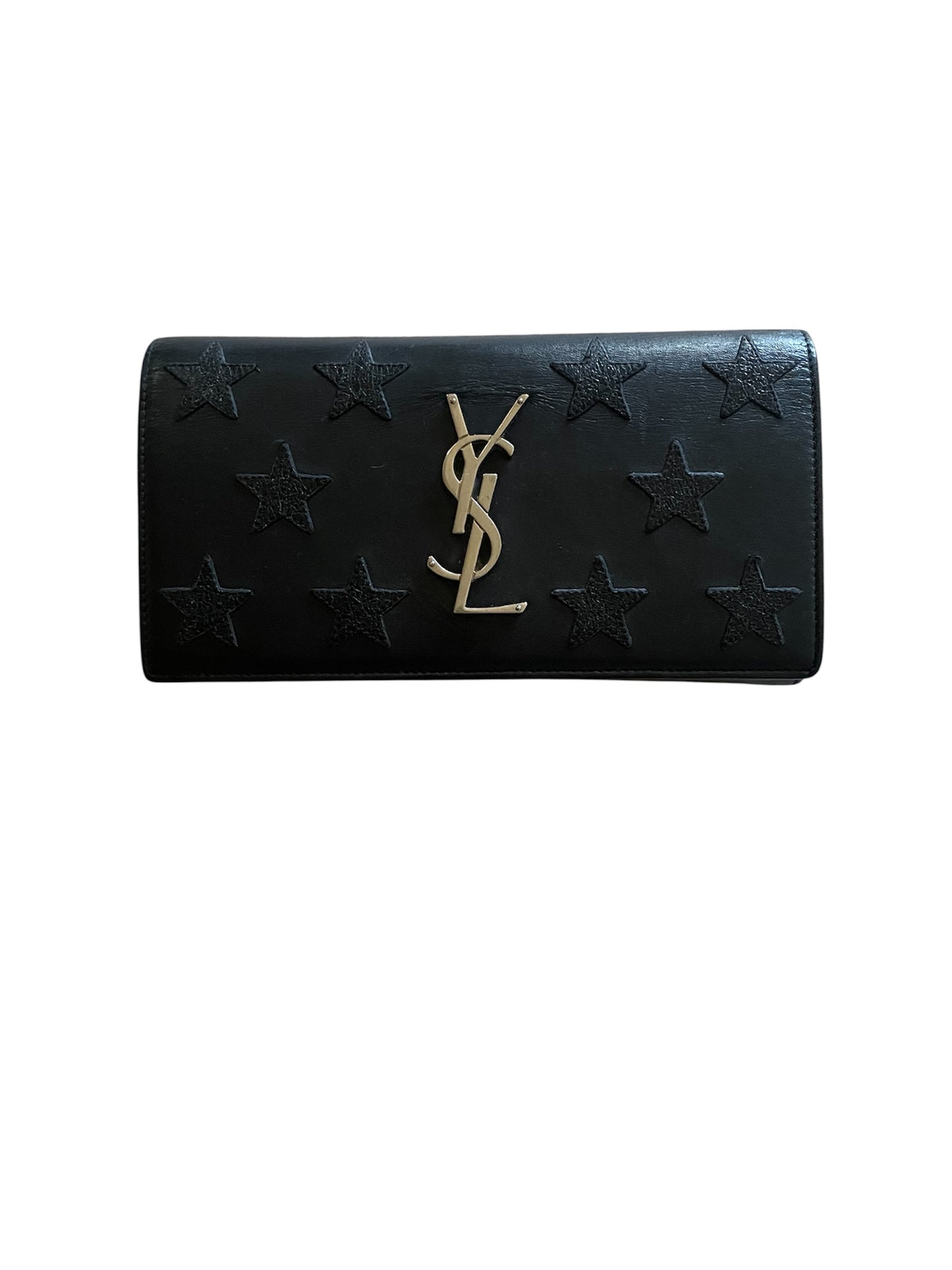 Yves Saint Laurent Uptown Raised Stars Wallet Black- YSL