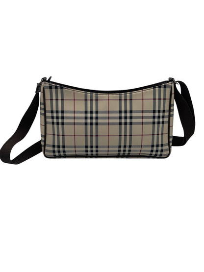 Burberry Nova Check Canvas Shoulder Bag Beige Plaid Crossbody Handbag