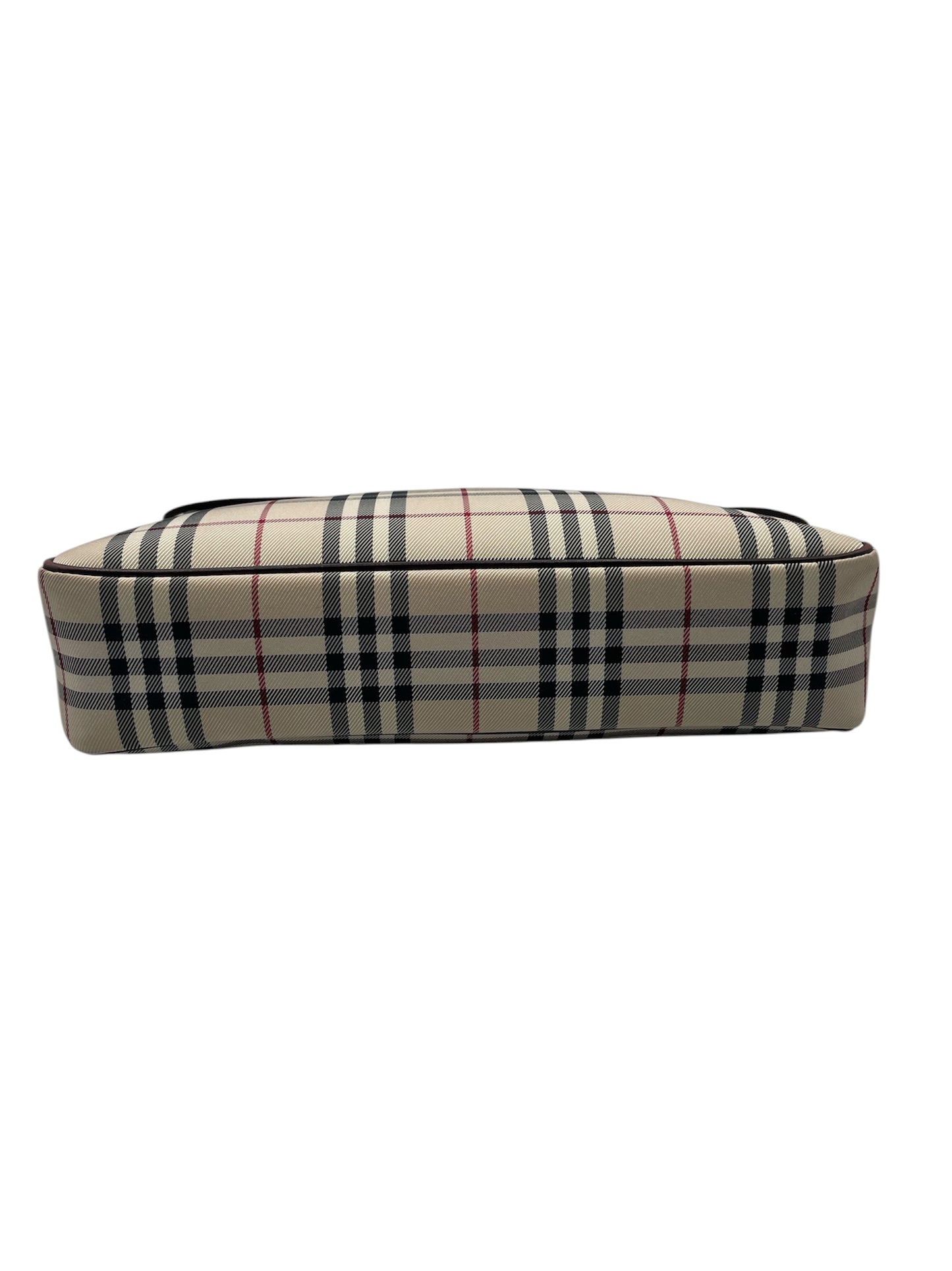 Burberry Nova Check Canvas Shoulder Bag Beige Plaid Crossbody Handbag