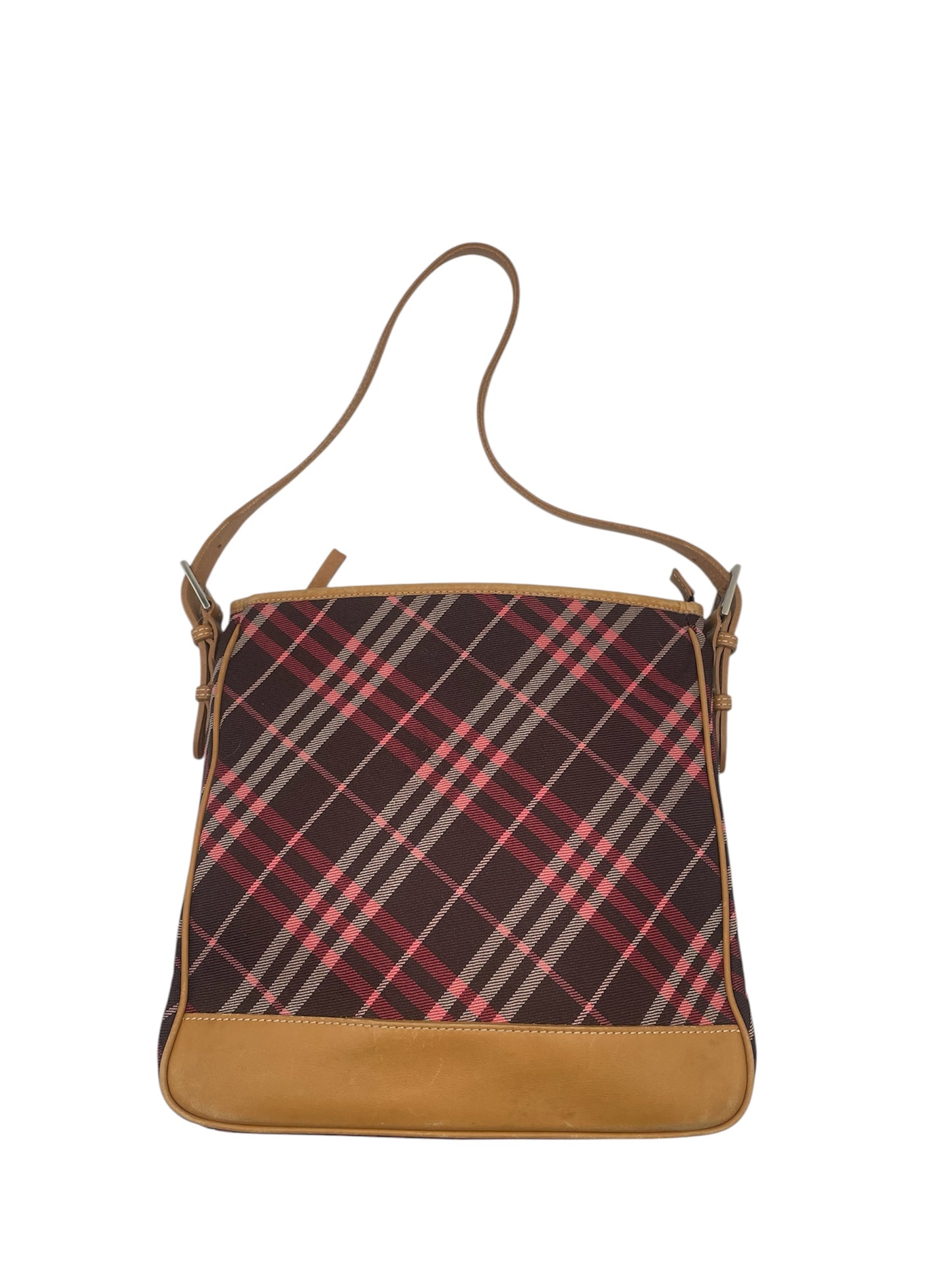 Burberry Tartan Check Shoulder Bag- Tan Leather Trim