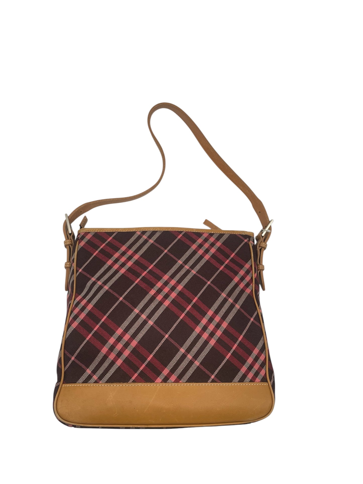 Burberry Tartan Check Shoulder Bag- Tan Leather Trim