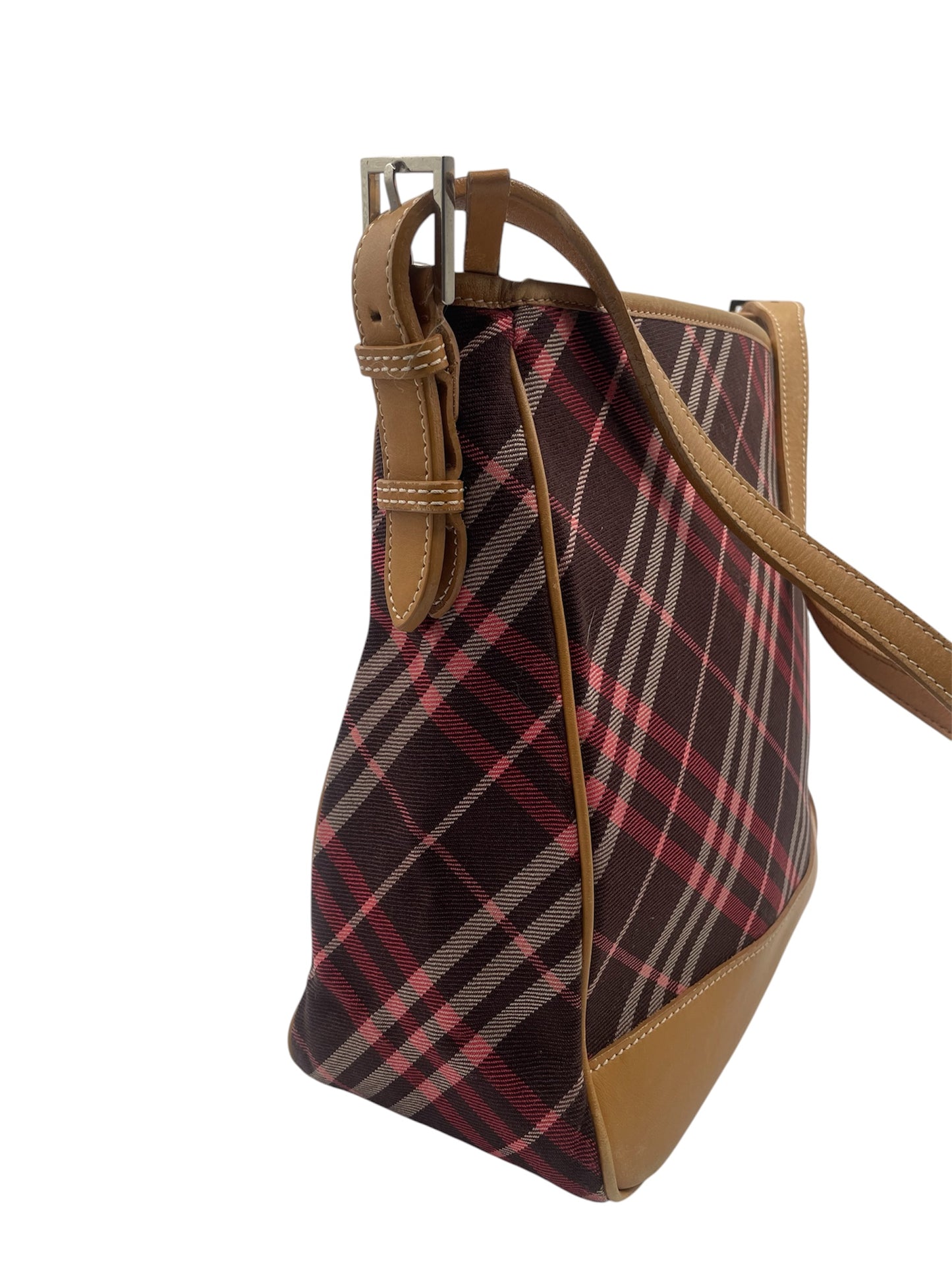 Burberry Tartan Check Shoulder Bag- Tan Leather Trim
