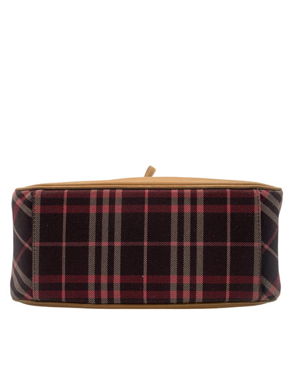 Burberry Tartan Check Shoulder Bag- Tan Leather Trim