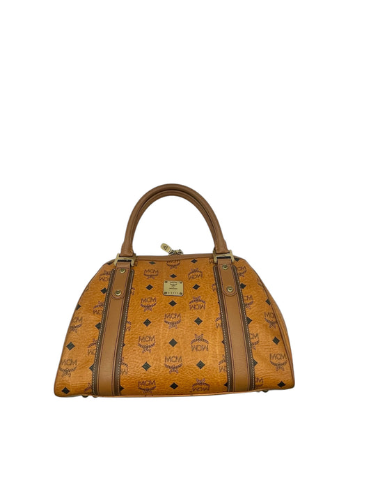 MCM Visetos Boston Bag – Cognac Monogram Leather Satchel Medium