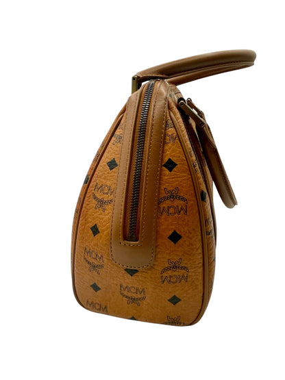 MCM Visetos Boston Bag – Cognac Monogram Leather Satchel Medium