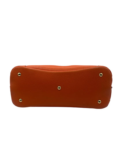 MCM Patricia Pebbled Leather Satchel Top Handle Crossbody Purse- Orange