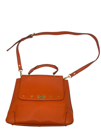 MCM Patricia Pebbled Leather Satchel Top Handle Crossbody Purse- Orange