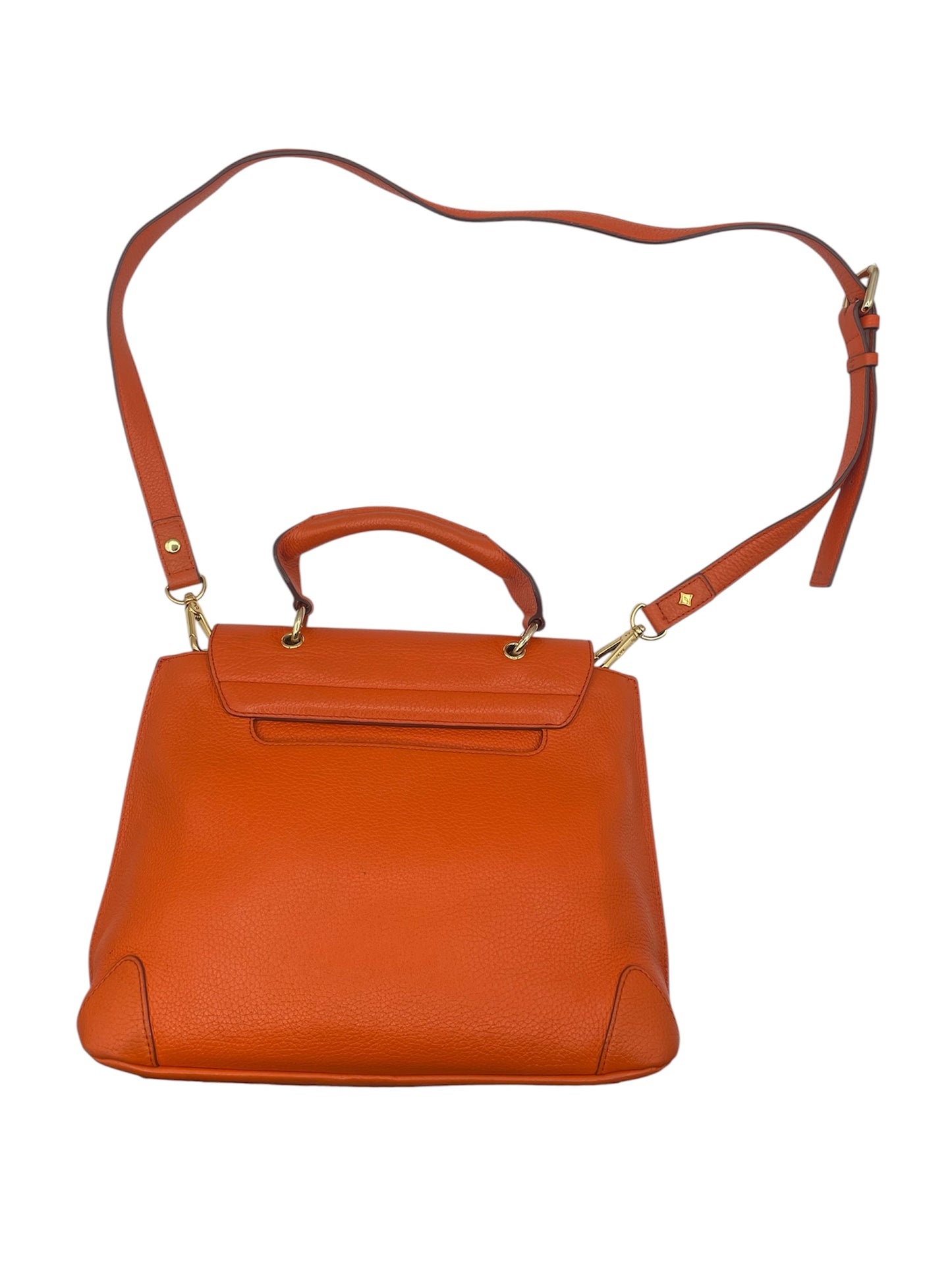 MCM Patricia Pebbled Leather Satchel Top Handle Crossbody Purse- Orange