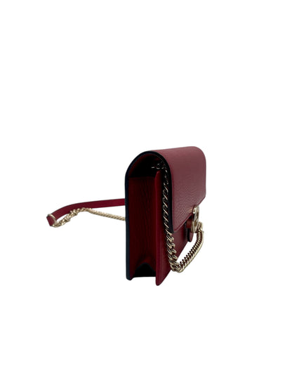 Gucci Soho Leather Chain Crossbody- Red Pebbled Leather w/Gold Hardware