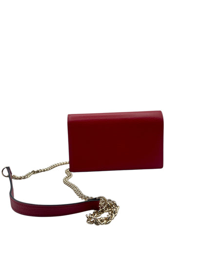 Gucci Soho Leather Chain Crossbody- Red Pebbled Leather w/Gold Hardware