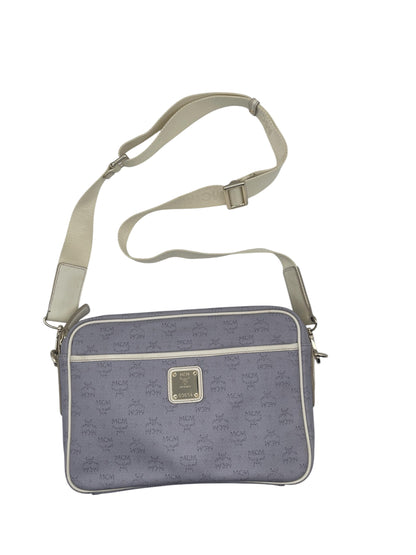 MCM Visetos Crossbody Bag Cream Trim Gold Hardware- Light Grey