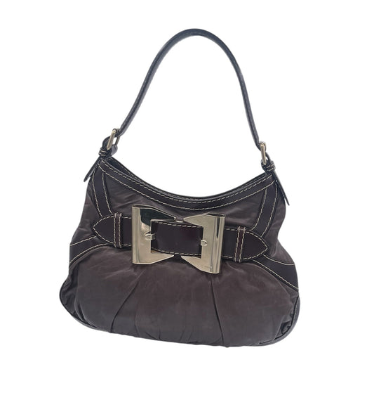 Gucci Jackie Horsebit Hobo Contrast Stitching Leather Shoulder Bag- Dark Brown