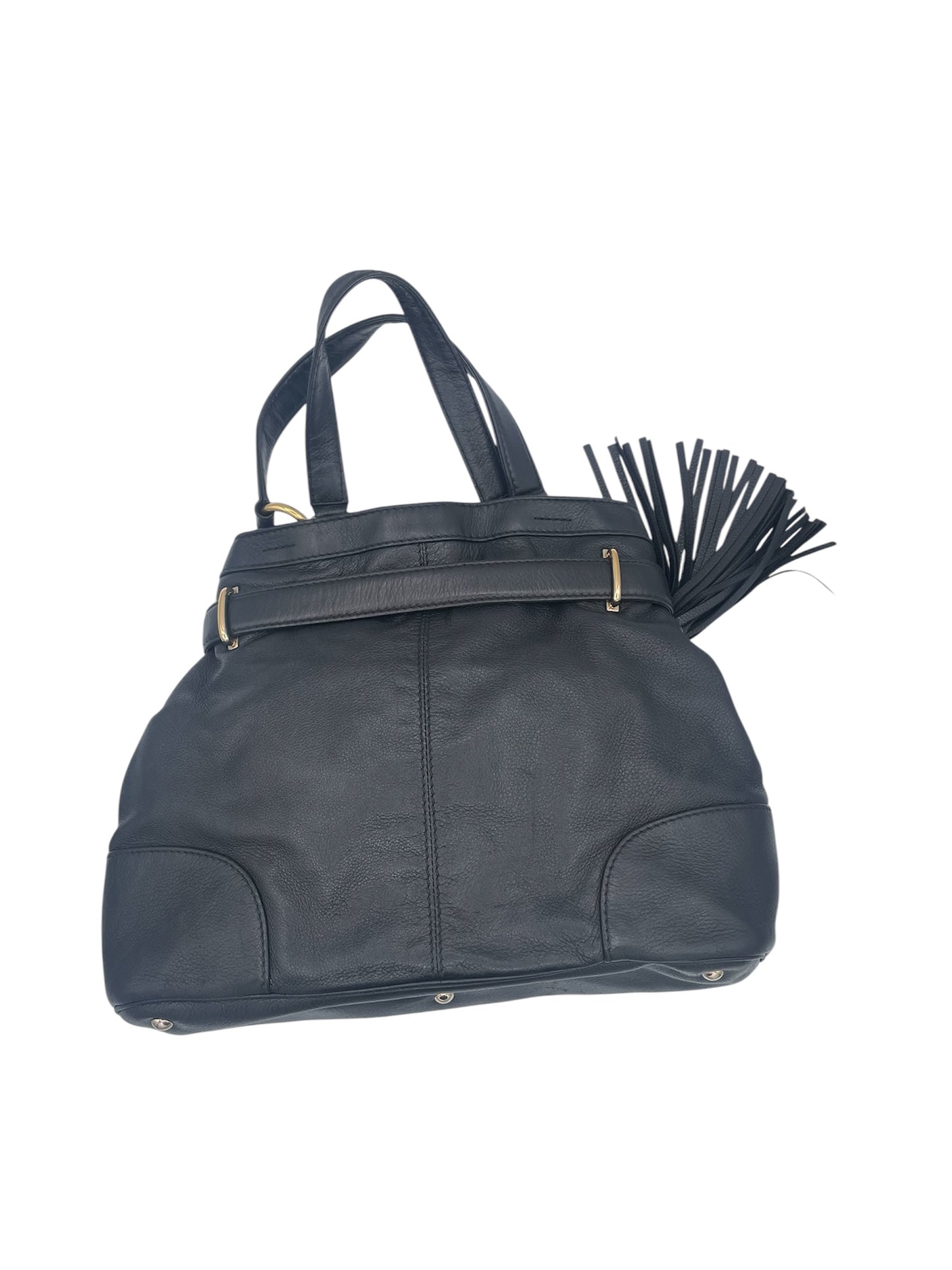 Gucci Soho Leather Chain Tote Tassel Detail Gold Hardware- Black
