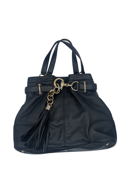Gucci Soho Leather Chain Tote Tassel Detail Gold Hardware- Black