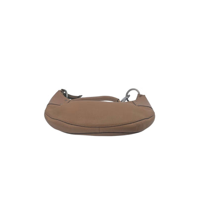 Gucci Leather Crescent Hobo Silver Hardware Thick Strap Rings- Tan
