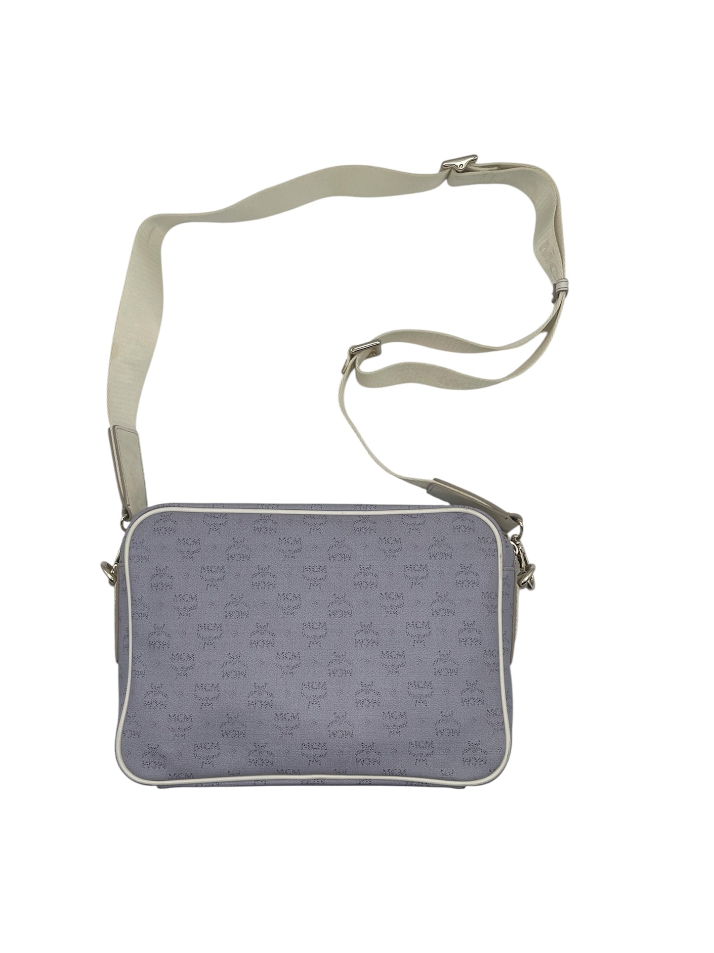 MCM Visetos Crossbody Bag Cream Trim Gold Hardware- Light Grey
