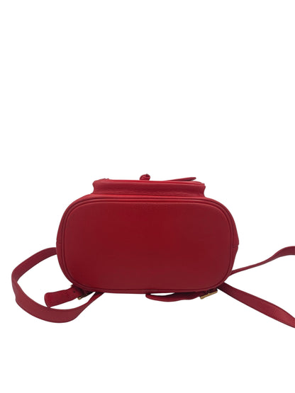 MCM Leather Studded Backpack Gold Hardware Drawstring Flap- Red