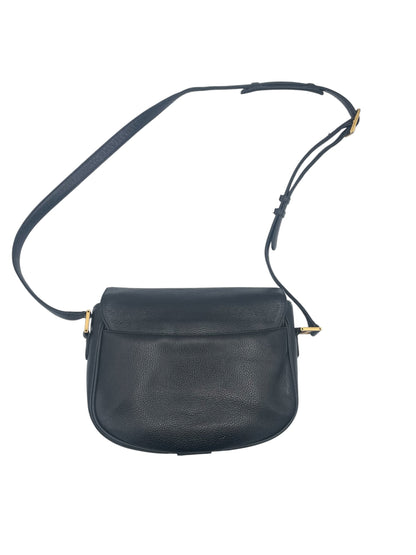 MCM Studded Leather Crossbody Shoulder Bag Gold Hardware Flap Style- Black