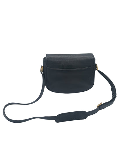 MCM Studded Leather Crossbody Shoulder Bag Gold Hardware Flap Style- Black