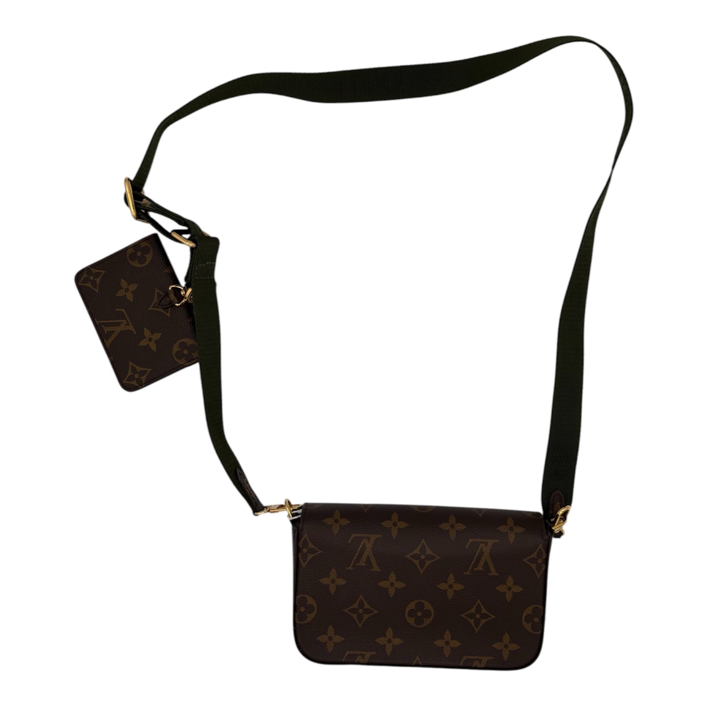 Louis Vuitton Multi Pochette Accessoires Monogram Canvas w/Khaki (Olive Green) Jacquard- Two Piece Set Strap