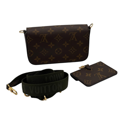 Louis Vuitton Multi Pochette Accessoires Monogram Canvas w/Khaki (Olive Green) Jacquard- Two Piece Set Strap