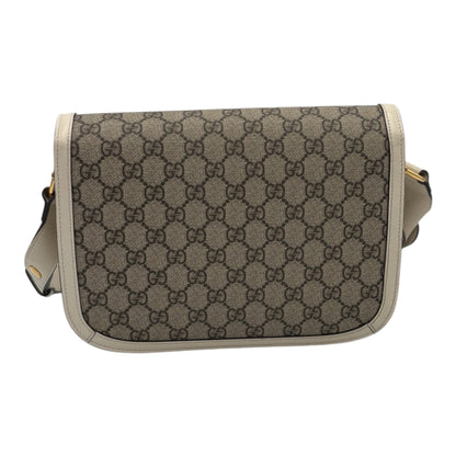 Gucci Horsebit 1955 Shoulder Bag GG Supreme Canvas & Ivory Leather