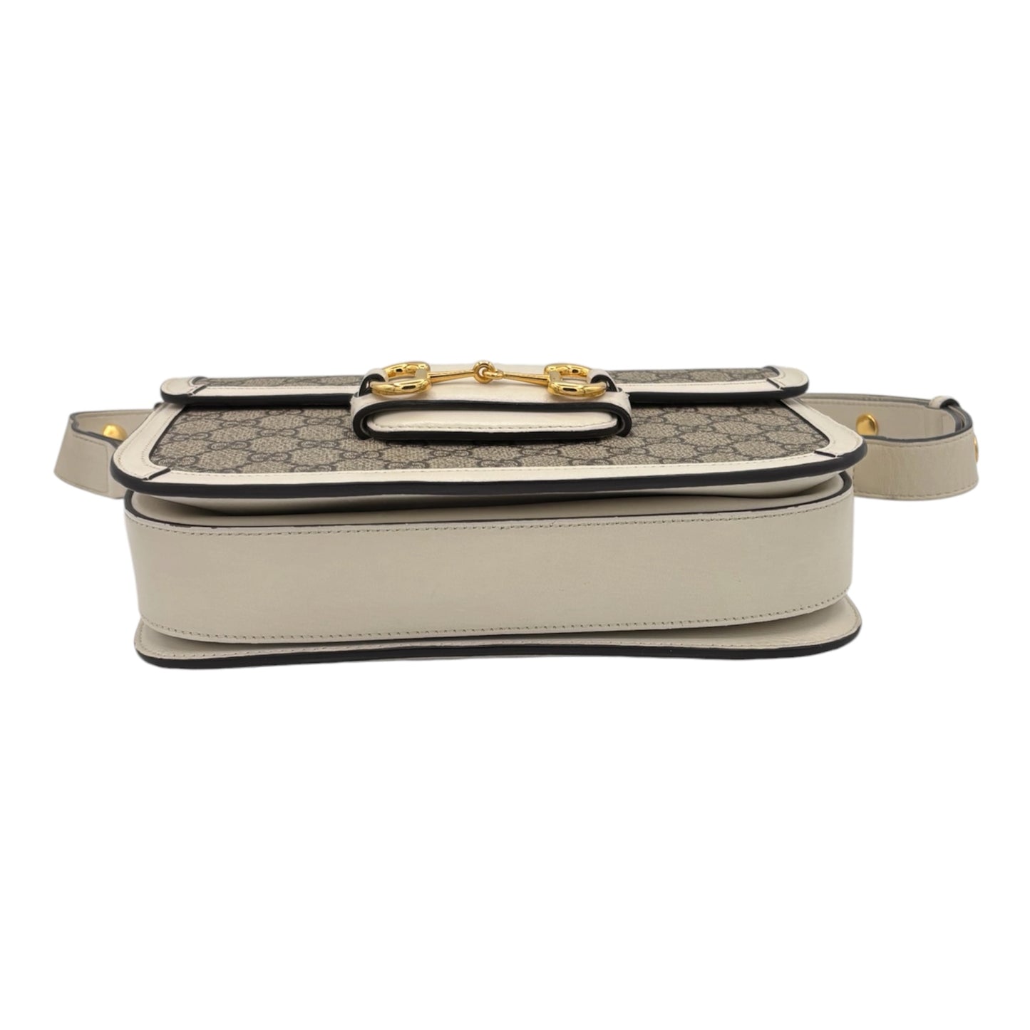 Gucci Horsebit 1955 Shoulder Bag GG Supreme Canvas & Ivory Leather