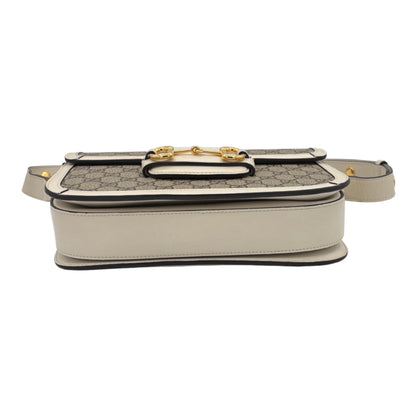 Gucci Horsebit 1955 Shoulder Bag GG Supreme Canvas & Ivory Leather