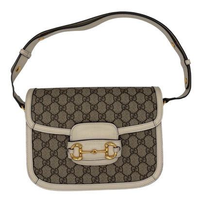 Gucci Horsebit 1955 Shoulder Bag GG Supreme Canvas & Ivory Leather