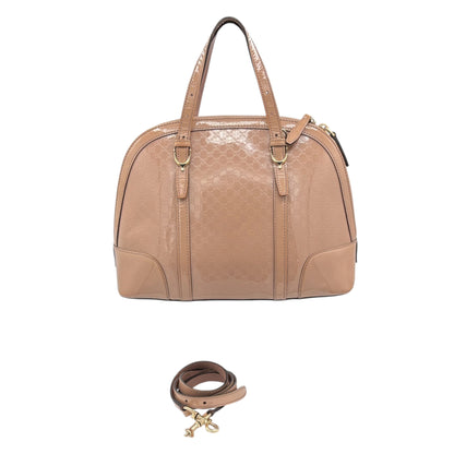 Gucci Guccissima Patent Leather Dome Satchel w/Detachable Strap- Mocha