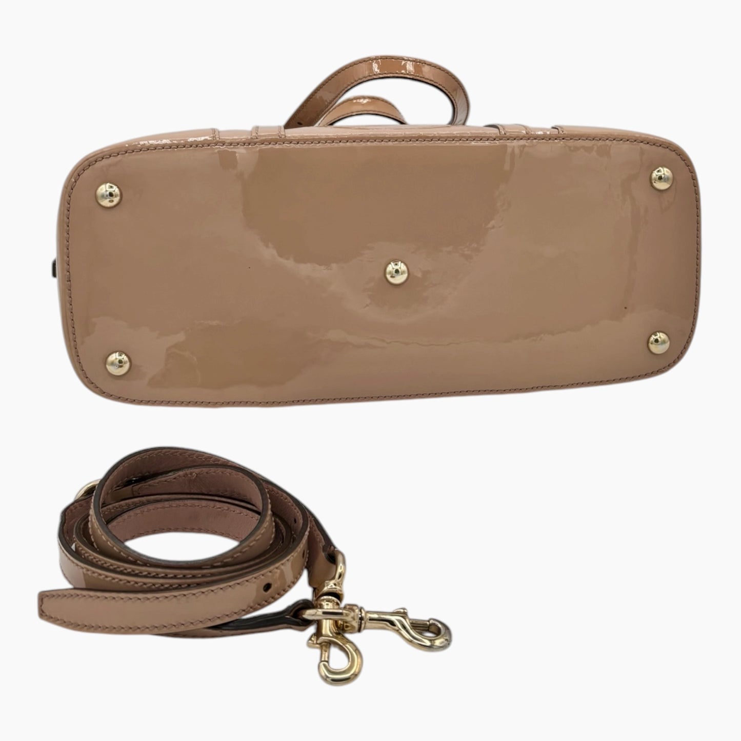 Gucci Guccissima Patent Leather Dome Satchel w/Detachable Strap- Mocha